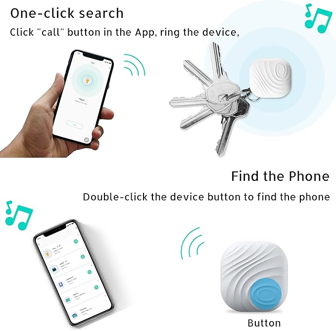 Key Finder, Bluetooth Tracker Item Locator with Key Chain for Keys Pet Wallets or Backpacks and Tablets, Batteries Include (Gray, 1 Pack)