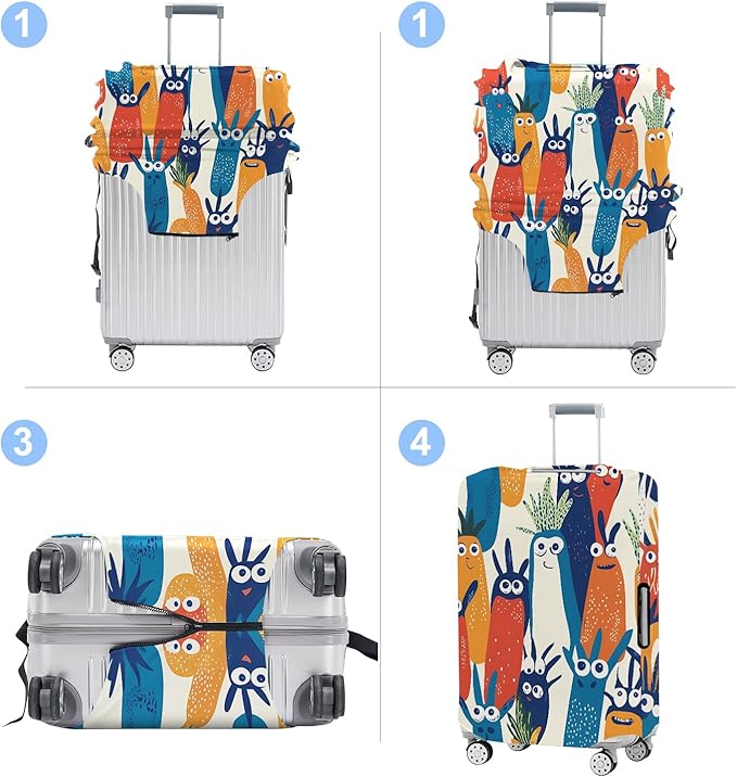Carrot Luggage Cover Washable Suitcase Protector Anti-Scratch,Stretchable Fit for 20-34Inch Luggage Durable Travel Bag Cover with Zipper Closure (XL(32-34inch suitcase))
