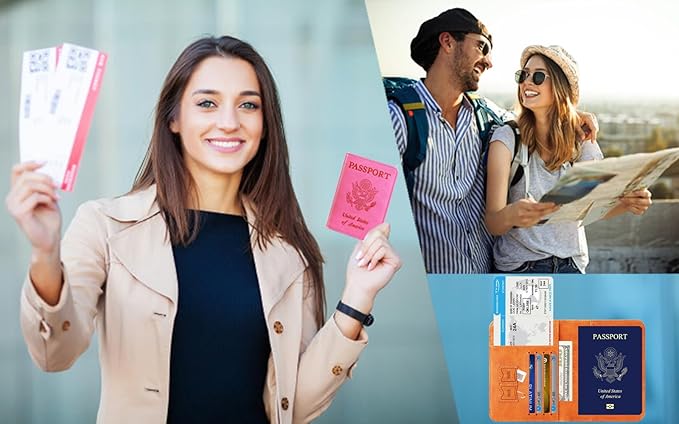 Passport Holder Cover Wallet Travel Essentials RFID Blocking Leather Card Case International Must Haves Travel Accessories for Women Men(101#Purple)