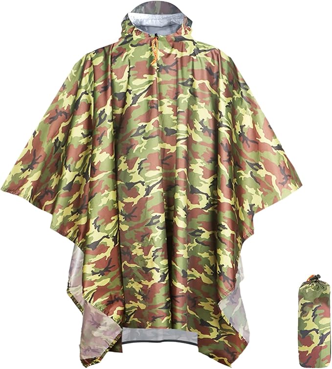 ANYOO Hooded Rain Poncho for Adults Waterproof Lightweight Rain Coat for Men Women Reusable Rain Jacket for Emergency Outdoor