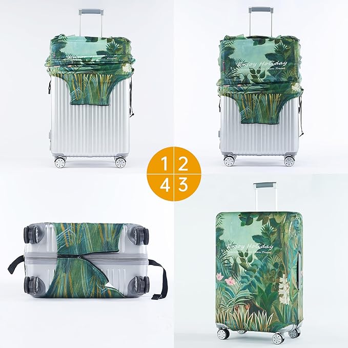 Travelkin Luggage Covers For Suitcase Tsa Approved,Suitcase Cover Protector Fit 18-32 Inch Luggage (Jungle, XL)