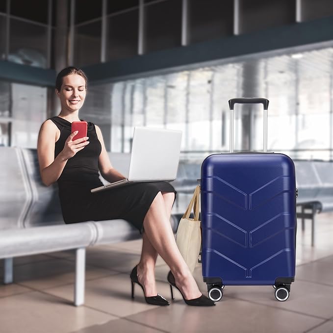 Luggage Sets 3 Piece with Spinner Wheel, Hardside Suitcase Set with TSA Lock, Expandable Lightweight Travel Luggage for Men and Women, Blue