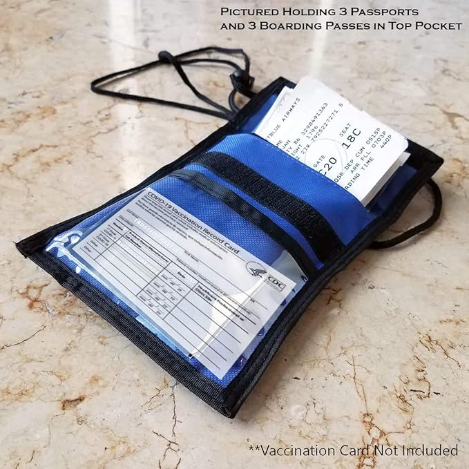 Specialist ID 2 Pack - Travel Passport Wallet - 4 x 3 Display Window - Adjustable Lanyard w/Pen Slots and 3 Pockets for Money, Ticket, Document (Royal)