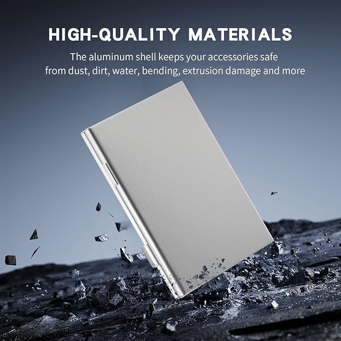 Aluminum SIM Card Case, 19Slots Ultrathin SIM Card Holder, Fit for 2 SIM Card, 14 Micro sim Card, 2 Nano sim Card and 1 Cell Phone Eject Pin Slots, Silver
