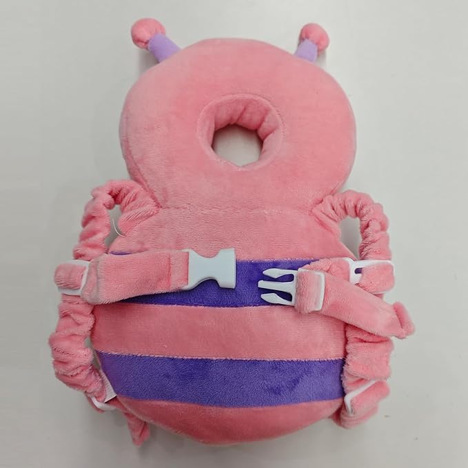 Baby Head Protector Backpack, Toddler Padded Carrier With Elasticated Wear (Pink Butterfly)