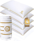 Royal Therapy King Memory Foam Pillows 4-Pack - Shredded Memory Foam Pillow for All Sleep Positions - Medium Firm Pillow with Adjustable, Bamboo-Derived Rayon Cover, CertiPUR-US, Oeko-TEX Certified