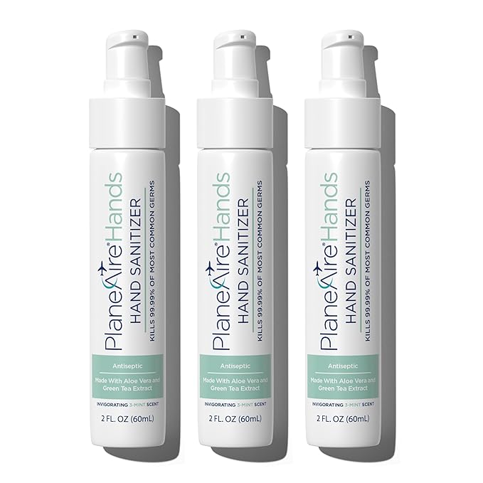 3-Mint Gel Hand Sanitizer | Soothing, Moisturizing, Hydrating | Travel Size | With Aloe Vera & Green Tea Extract | Mint Oil Blend with Peppermint Essential Oil | For Cars, Backpacks, Travel | 3-pack