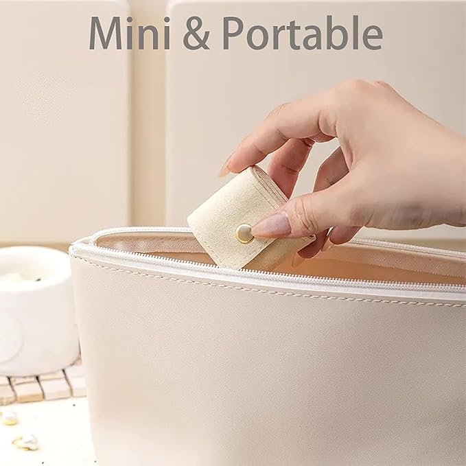 Mini Travel Jewelry Bag - Small Foldable Jewelry Case & Organizer Pouch with Snap Closure, Soft Fabric for Tangle-Free Necklaces Rings Earrings, Portable Storage Holder for Women Gift (Gray x 1)