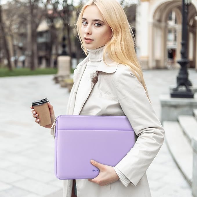 RAINYEAR Laptop Sleeve Case 13.3 Inch, Protective Portable Case with Front Pocket, Briefcase Handbag Laptop Bag Compatible with MacBook Air/Pro 13-13.3 inch, MacBook Pro 14 inch, Purple