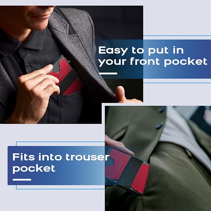 Mens Business Card Holder, Slim Card Wallet for Men and Women, Minimalist RFID Blocking Wallet with Pop-Up Function, Thin Design, Metal Cases Holds 6+6 Cards, Gifts for Men, Men's Accessories