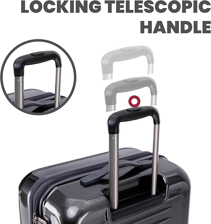 Spyder Rails 20 Inch Expandable Hardside Upright Suitcase with 360° Spinner Wheels, TSA Approved Lock, Black