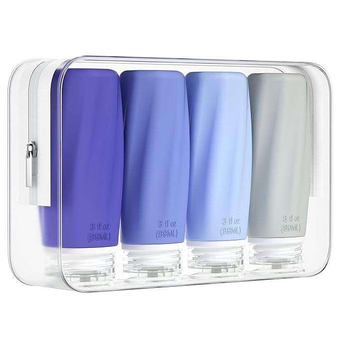 Morfone Travel Bottles for Toiletries, 3oz TSA Approved Travel Size Containers Leak Proof Squeezable Travel Accessories Refillable for Shampoo Conditioner Lotion Liquids(Blue)