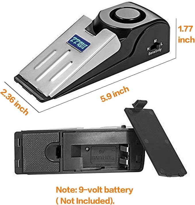 ZZRUI Upgraded 2 in 1 Portable Door Stopper Floor Wedge Security Alarm Loud 120db Entrance Alert Door Stop Alarm for Travel Home Apartment House (3 Packs)