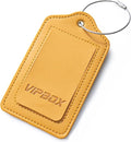 Luggage Tag Faux Leather Premium Travel Suitcase Tags for Baggage Easy to Write Waterproof with Name ID Card for Man Women (Yellow)