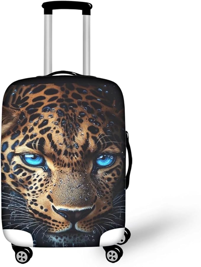 Cool Laopard Luggage Cover Universal Fit 18-21 Inch Luggage with Zipper Anti-Slip Elastic Spandex Luggage Covers Protector Scratch Resistant Travel Suitcase Cover Washable Baggage Cover