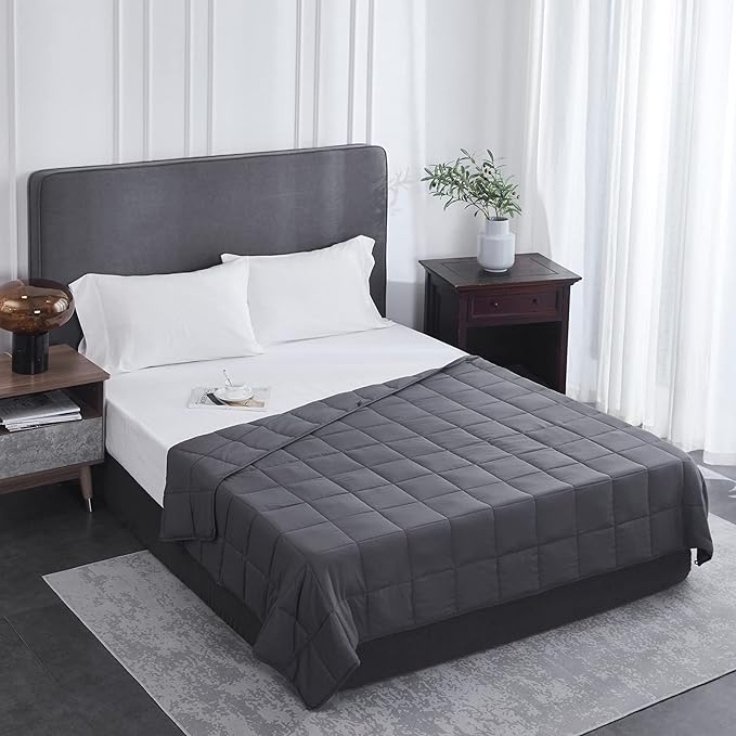 Soft Thick Weighted Blanket (Dark Grey,60"x80"-20lbs) Queen Size Cooling BreathableMicrofiber Material with Glass Beads Big/Heavy Blanket for Adult All-Season Summer Fall Winter