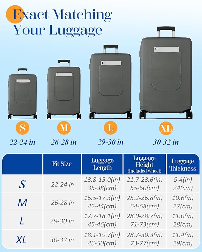 Slohif Luggage Cover for Suitcase Tsa Approved Protector - Luggage Sleeve Suit Case Cover Travel Stretch Large Baggage Case Protective Washable Fit 29-30 Inch Gray