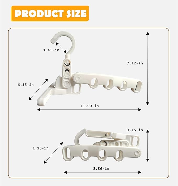 Over The Door Hooks Hanger,Foldable Portable Folding Hangers,Hanging Rack,Clips,Essentials for Cruise,Vacation,Camping,RV,Road Trip,Hotel,Business Travel, Student Apartment(White Box)