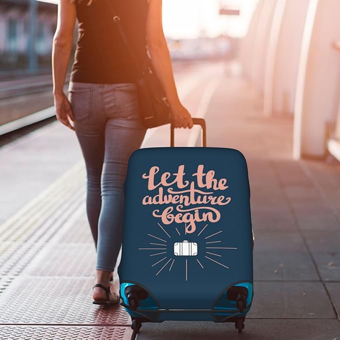 Let The Adventure Begin Luggage Cover Washable Suitcase Protector, Luggage Tag Travel Birthday Gifts For Men Women (XL 29-32 Inch Luggage)