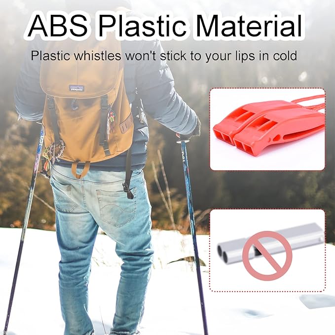 4 Pack Emergency Whistles with Adjustable Reflective Lanyard, Shrill Loud Safety Whistle for Outdoor Survival Hiking Camping Hunting Fishing Kayak Life Vest Jacket Boating Rescue Signaling (Red)