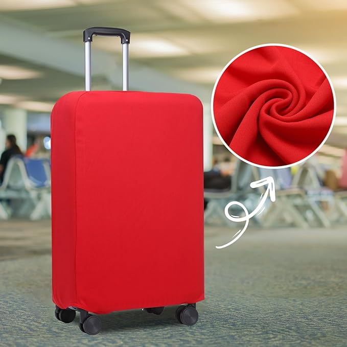 PATIKIL Luggage Cover, Suitcases Covers Elastic Carry on Cover Protector Washable Scratch-Resistant Fits 19-21 Inch Luggage for Travel Business Trips, Red
