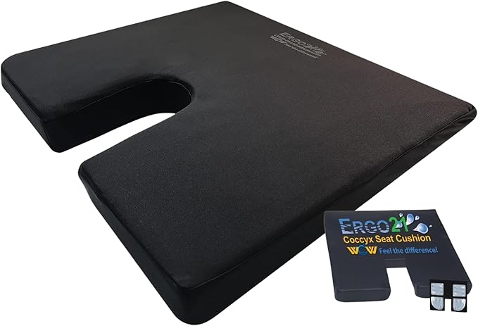 LiquiCell Coccyx Seat Cushion, Aid for Tailbone Pain Relief, Sciatica Pain, Back Support | Donut Like Butt Pillow for Long Hours Sitting at Home/Office Chair (20" W x 18" L x 2.5" H)