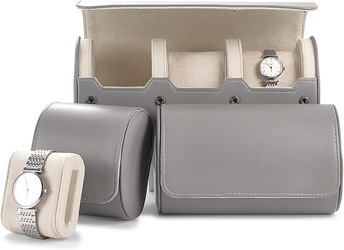 Oirlv Luxury Leather Watch Storage Case Watch Box for Mens Jewelry Organizer Case Jewelry Gift Box for Birthday Fathers Day Anniversary(1 slot, Grey)