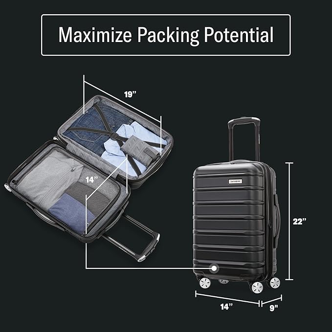 Samsonite Omni 2 Carry-On Hardside Luggage with 360° Spinner Wheels - Scratch Resistant Hardshell - TSA, Airline-Approved - Expandable Polycarbonate Shell for Lightweight Travel - Nova Teal