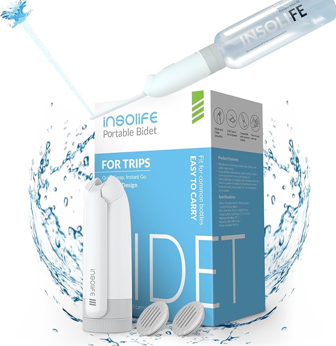 Portable Bidet | High Pressure | Travel Bidets with 2 Different Nozzle | Rechargeable Electric Portable Bidet for Men & Women | Portable Bidets for Travel