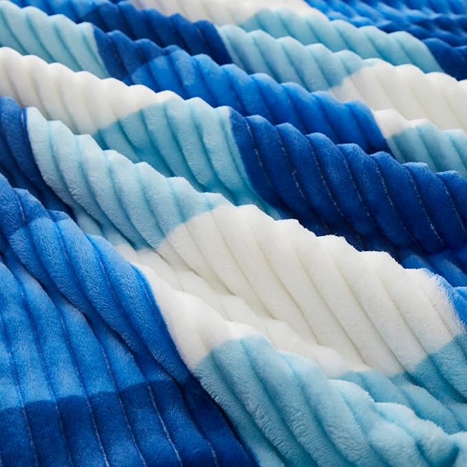 PU MEI Sherpa Blanket Twin Plaid Thick Bed Blanket, 60”*80” Super Soft Flannel Fuzzy Fleece Reversible Velvet Plush Warm Blanket for Couch (Blue Check, 60"*80")