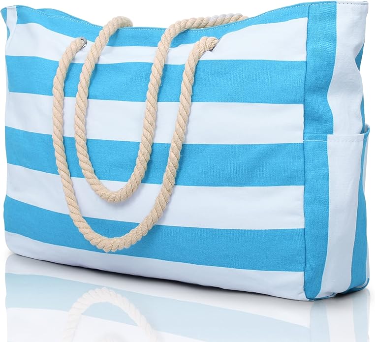 Becokan Beach Bags for Women Large Waterproof Beach Tote Bag Zipper Beach Bags Waterproof Sandproof Swim Pool Bag Large Tote