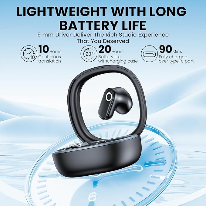 AI Translation Earbuds Real Time, 139 Language Translator Earbuds TWS 3-in-1 Translation Headphones, Translation Device for Travel Business Learning Compatible with iOS and Android, Black