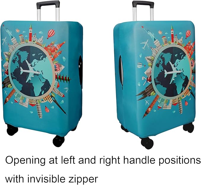 WUJIAONIAO Travel Luggage Cover Baggage Suitcase Cover Protector Skins 18-32 Inch (A15 Go Travel, M (for 22-24 inch luggage))