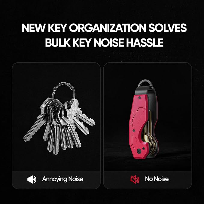 Zeeker Compact Key Organizer Keychain with Built-in Tools – Holds 1-6 Keys, Includes Bottle Opener, Hex Wrench, and Serrated Cutter – Minimalist Key Holder for Men and Women (Red)