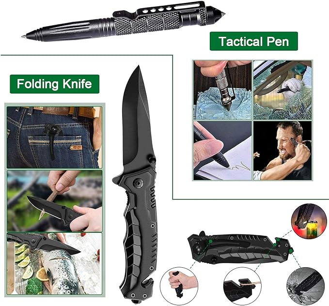 Survival Kit 35 in 1, First Aid Kit, Survival Gear, Christmas Birthday Gifts for Men Boyfriend Him Husband Camping, Hiking, Hunting, Fishing1
