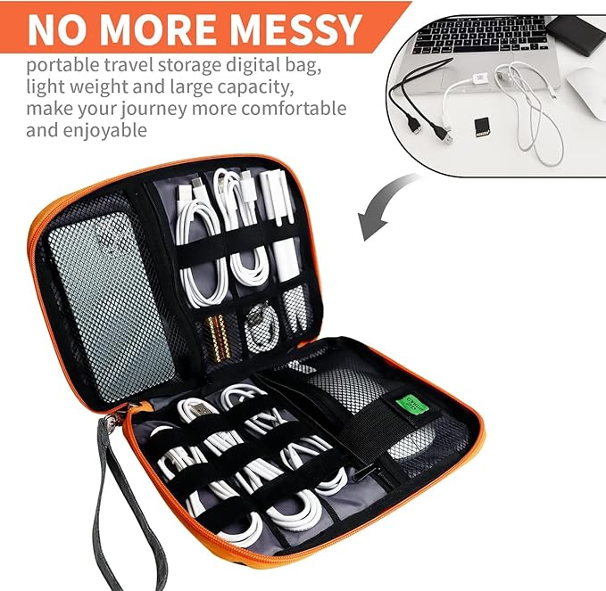 Electronics Travel Organizer,Portable Waterproof Electronic Travel Storage Bag for Small Charging Cord Storage,Charger,SD Card etc,for Travel,Business-Purple Black