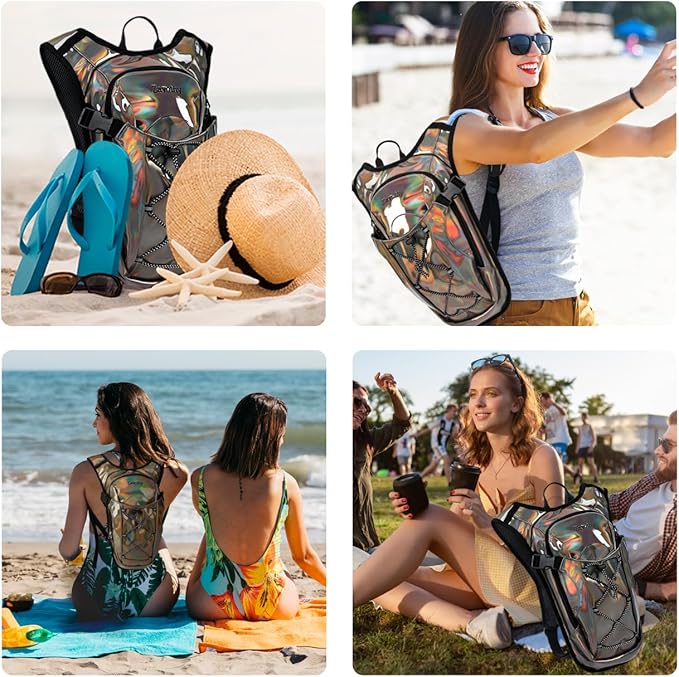 Reflective Hydration Backpack, Hydration Pack - Water Backpack with 2L/3L Hydration Bladder, Essential for Festivals - Rave Hydration Pack for Hiking, Running, Cycling, and Festivals