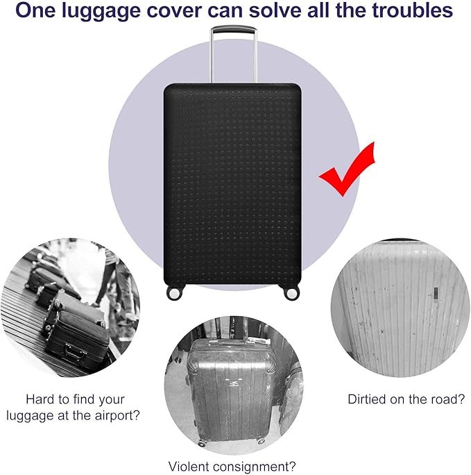 7-Mi Travel Luggage Cover Protector, Washable Suitcase Protector Anti-scratch Spandex Baggage Covers Fits 23-25 Inch Luggage