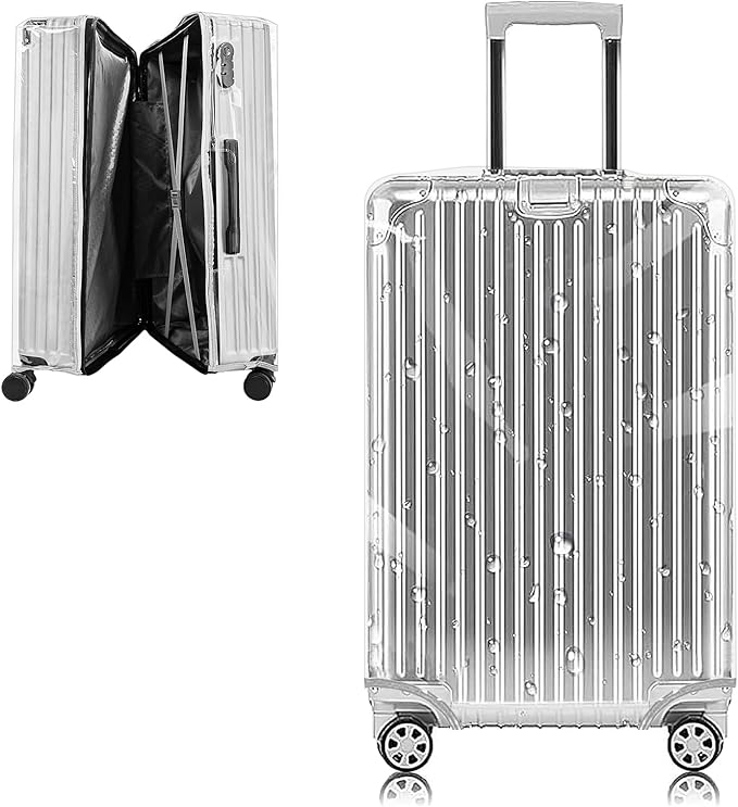 Yotako Upgraded Zippered Clear PVC Suitcase Cover, 26 Inch Luggage Covers for Suitcase Luggage Protector Cover 26''