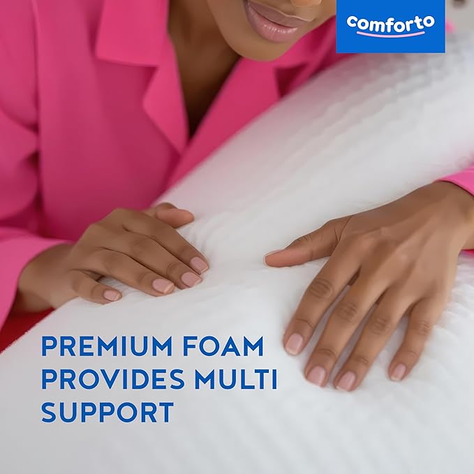 Memory Foam Pillow for Sleeping 23.6x15.7 - Pillow with Cooling Cover - Contour Orthopedic Pillows for Side Sleepers with Cervical Neck Support Curve for Shoulder and Neck Pain Relief