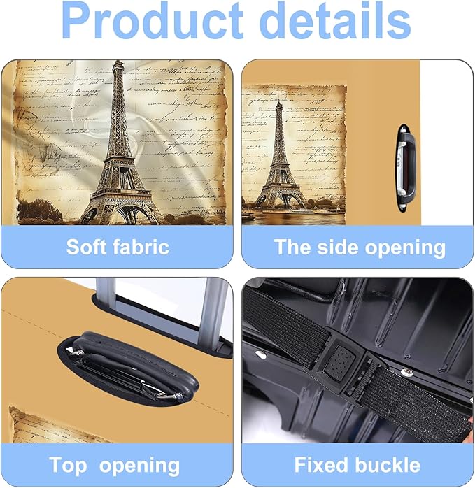 Luggage Cover Washable Suitcase Protector Anti-scratch Suitcase cover Fits 20-34 Inch Luggage (Tower-3, M(24-26inch suitcase))
