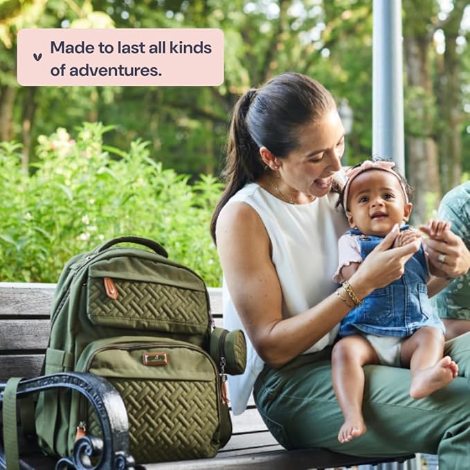 BabbleRoo Diaper Bag Backpack, Travel Backpack with Changing Pad, Pacifier Case & Stroller Straps, Multifunction, Waterproof, Unisex – Light Gray