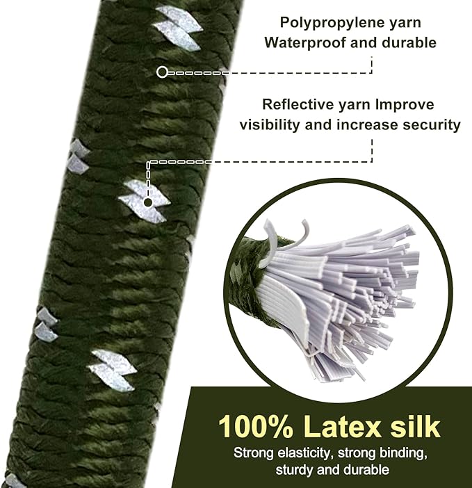 Bungee Cord Luggage Cord Resilience 40 Inch 4 Pieces for SecuringTents, Tarps, Luggage ，Truck, ATV Off-Road Motorcycle Bicycle Riding,Multi-Scenario Applicable (Green)