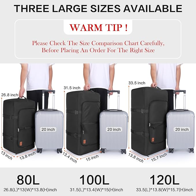 120L Duffle Bag for Travel, Large Foldable Waterproof Travel Duffel Bags Weekender Overnight Bag for Men and Women with Shoe Compartment (Black)