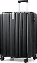 Hanke 29 Inch Expandable Checked Luggage Lightweight PC Hard Shell Luggage Suitcases with Wheels Travel Luggage Rolling Large Suitcase Travel Luggage Bag for Study Abroad.(Jet Black)