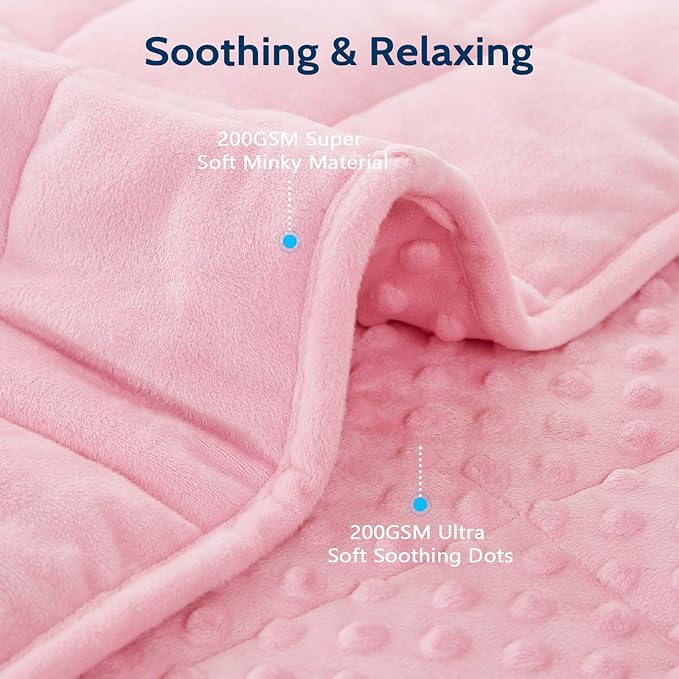 L'AGRATY Weighted Blanket for Adult - 48"x72" 15lbs Minky Dots Heavy Blanket with Glass Beads: Soft Breathable for All-Season Summer Fall Winter Thick Comfort for Sleeping