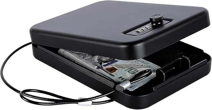 Dalmbox Gun Safe for Pistols Small Handgun Lock Box with Combination Lock Portable Travel Pistol Safe for Car, Home, Travel
