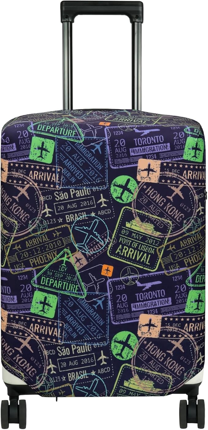 HYPER VENTURE Washable Luggage Cover - Fashion Suitcase Protector Fits 23-26 Inch Luggage (Urban Passport, M)