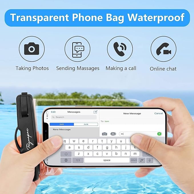 Waterproof Phone Pouch Bag - 7.5in Waterproof Phone Case for Beach Travel Must Haves, IPX8 Underwater Holder with Lanyard for iPhone 16 15 Pro Max Galaxy S24+ 23 Pixel 8a, Cruise Essentials