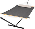 SUNCREAT Hammocks for Outside with Stand, Extra Large Double Hammocks 2 Person Heavy Duty, 450 lbs Capacity, Dark Gray